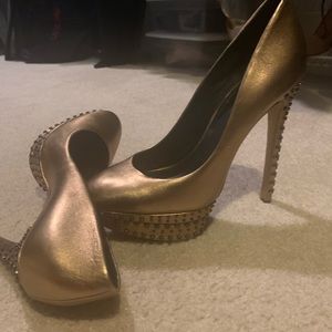 Brian Atwood Gold Studded Pumps